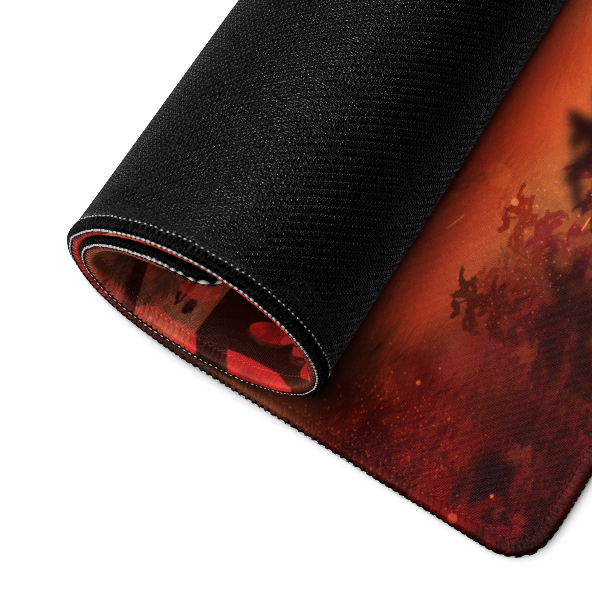 Gaming Mouse Pad Red Orange Fiery Battle Scene for Gaming Desk Setup Digital Art
