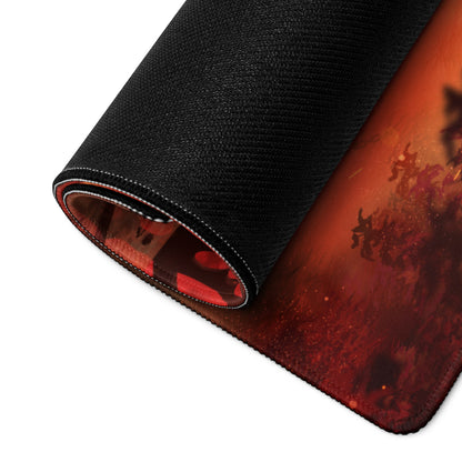 Gaming Mouse Pad Red Orange Fiery Battle Scene for Gaming Desk Setup Digital Art