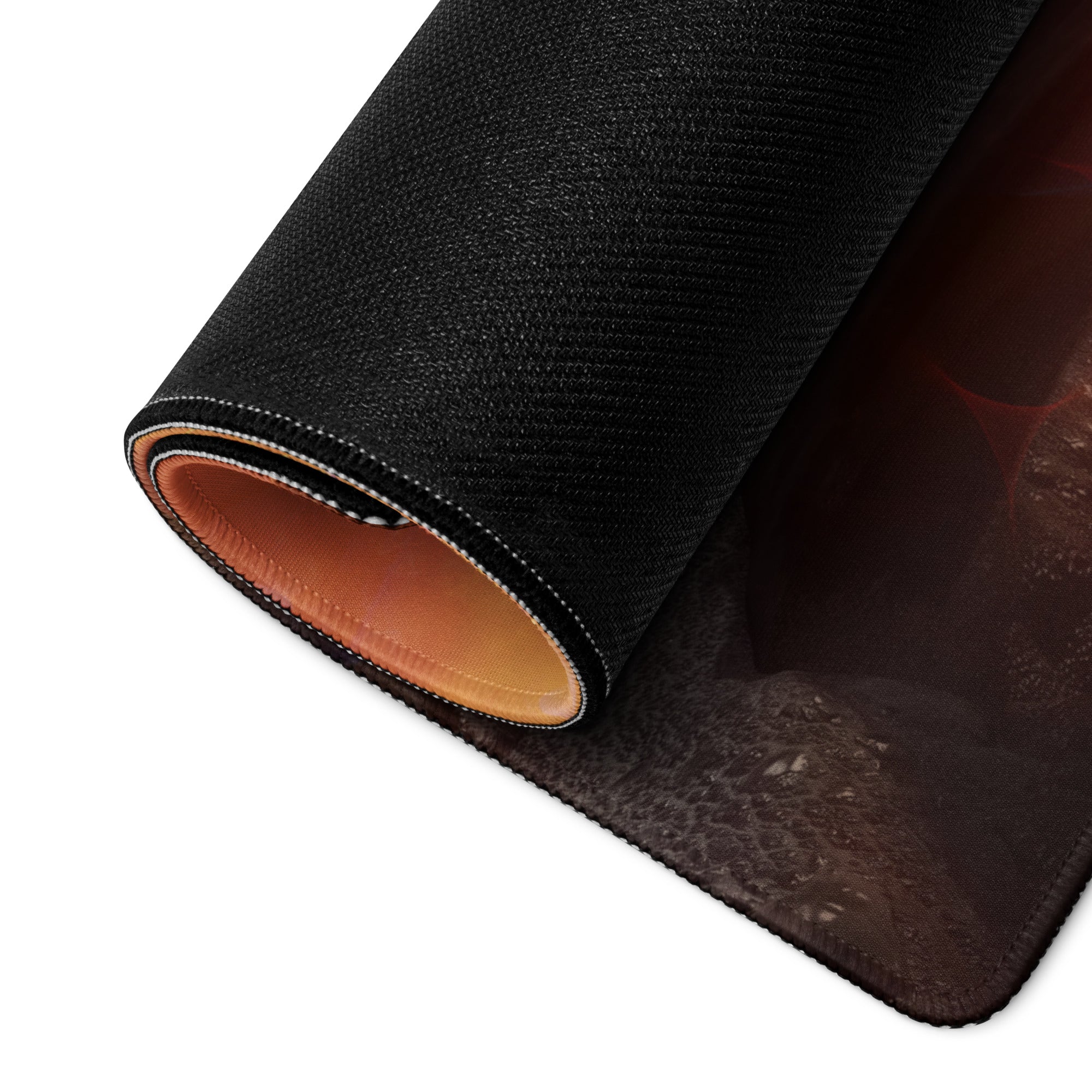 Gaming Mouse Pad Fiery Orange Yellow For Gaming Desk Cinematic Fantasy Art Large Anti Slip Edge Stitched Digital Artwork
