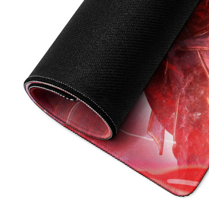 Red Gaming Mouse Pad For Gaming Desk Large Size Non Slip Neon Futuristic Sci Fi Digital Art