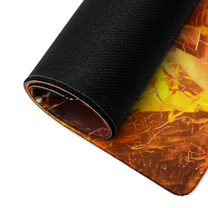 Gaming Mouse Pad Orange Red For Gaming Desk Setup Fiery Fantasy Battle Art Non Slip Large Mat