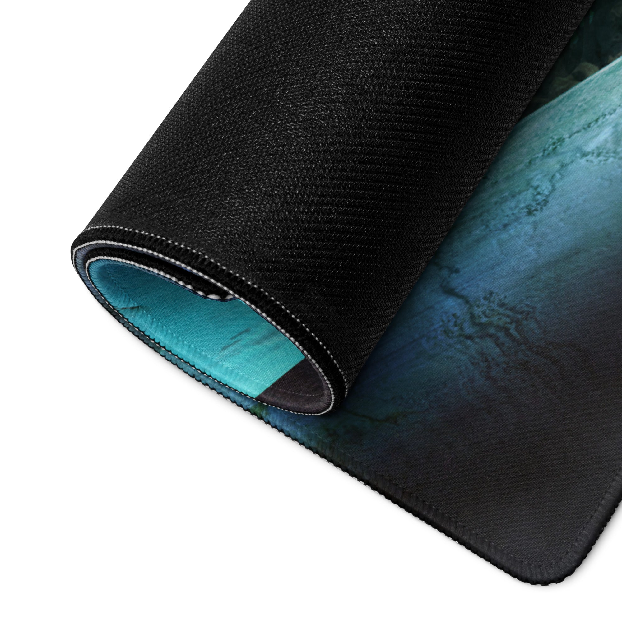 Dragon Themed Gaming Mouse Pad Large Blue Teal Green For Gaming Desk Non Slip Edge Stitching Fantasy Artwork