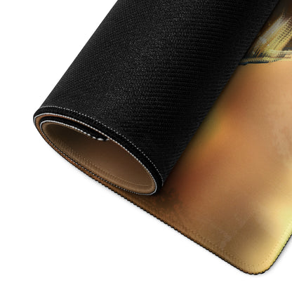 Gamer Themed Large Gaming Mouse Pad With Abstract Gold Brown Portrait Art For Desk Setup Digital Art