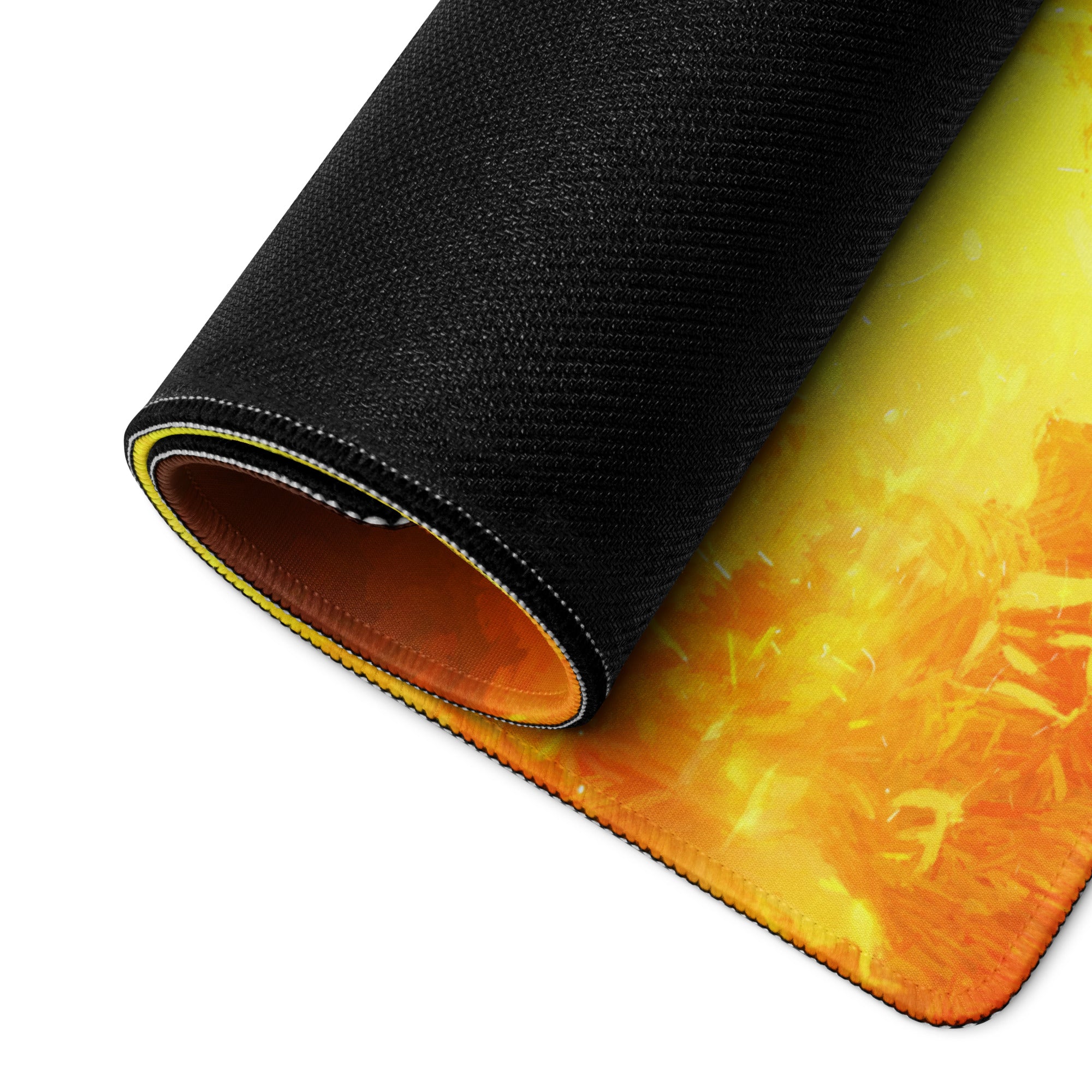 Gaming Mouse Pad Orange Red Fiery Warrior For Gaming Desk Setup Large Non Slip Base Modern Matte Art Pad Esports Ready