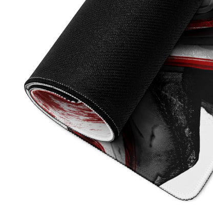 Gaming Mouse Pad Red Black For Gaming Desk Bold Sumi E Brush Stroke Print Esports Gear Anime Inspired