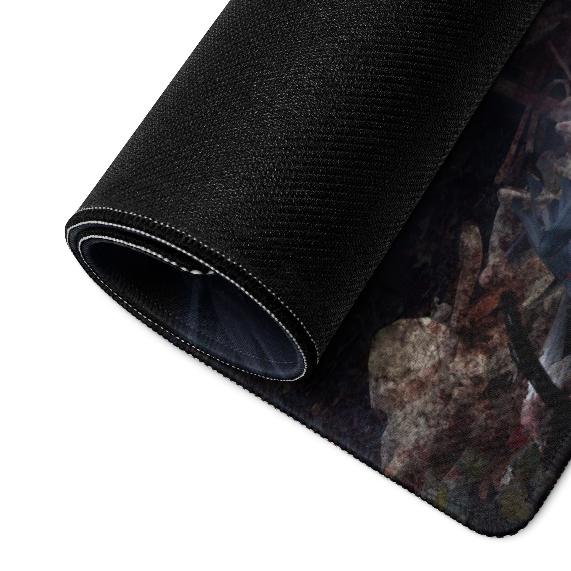 Dark Fantasy Gothic Vampire Girl Mouse Pad Blue Black Red Eyes Large Gaming Desk Mat Digital Art