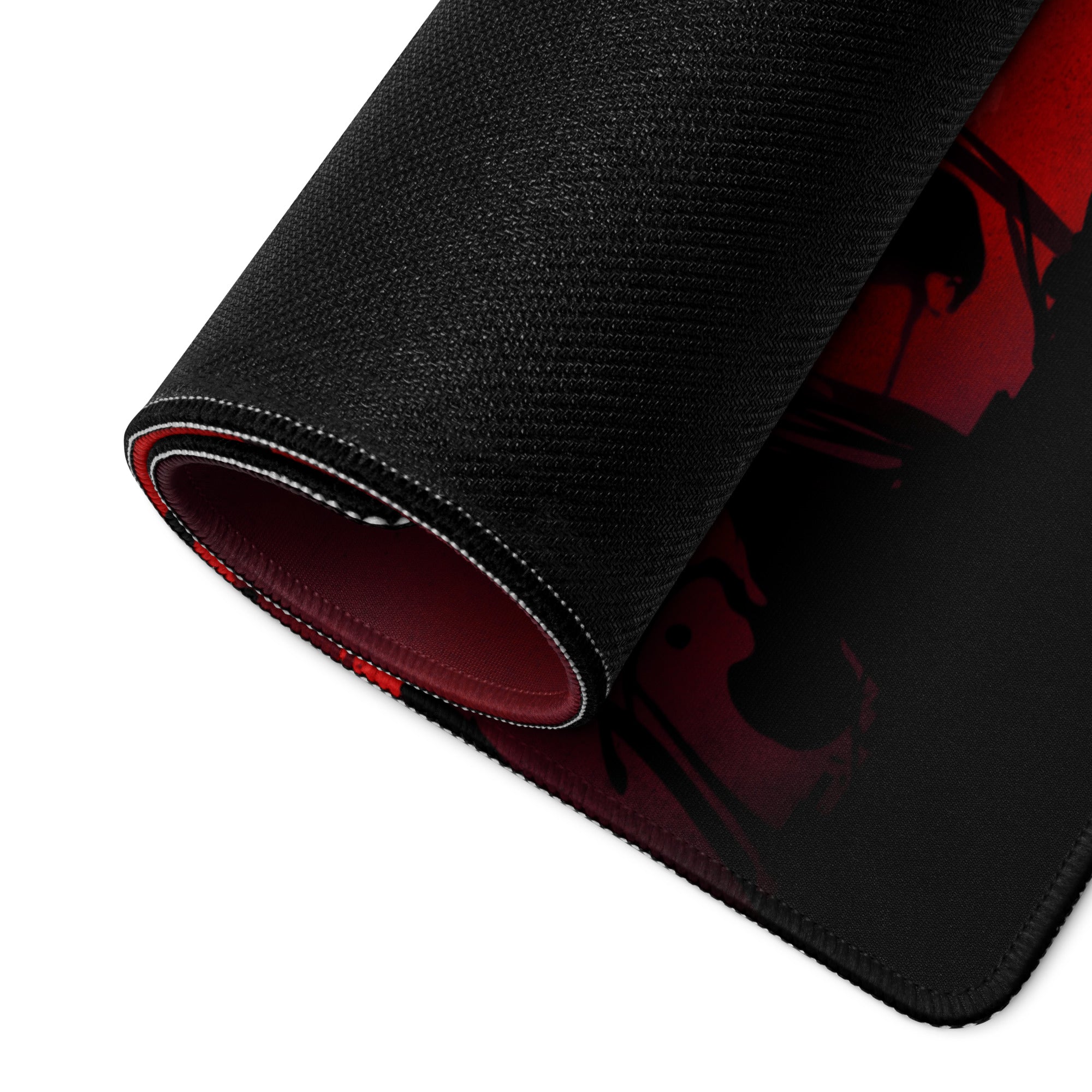 Red and Black Gaming Mouse Pad for Desktop Setup Large Extended Desk Mat With Non Slip Base and Edge Stitching