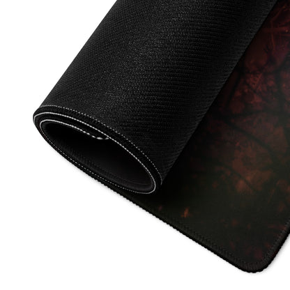 Gaming Mouse Pad Black Orange Battle Scene Large Desk Mat For Gaming Setup Anti Slip Edge Stitch