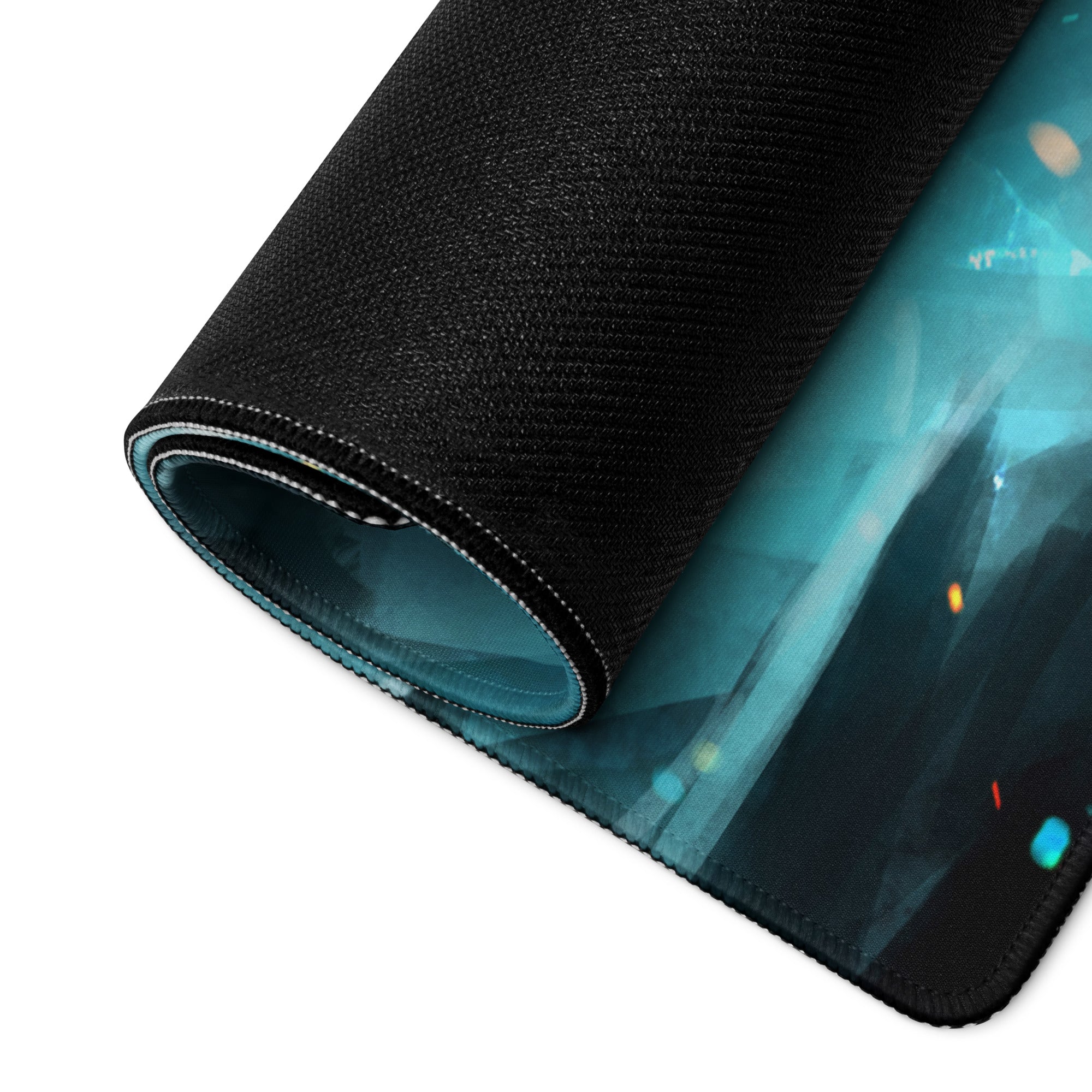 Moonlit Fantasy Gaming Mouse Pad Blue Teal Desk Mat For Gaming Setup Digital Art Style