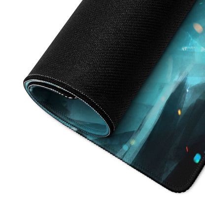 Moonlit Fantasy Gaming Mouse Pad Blue Teal Desk Mat For Gaming Setup Digital Art Style