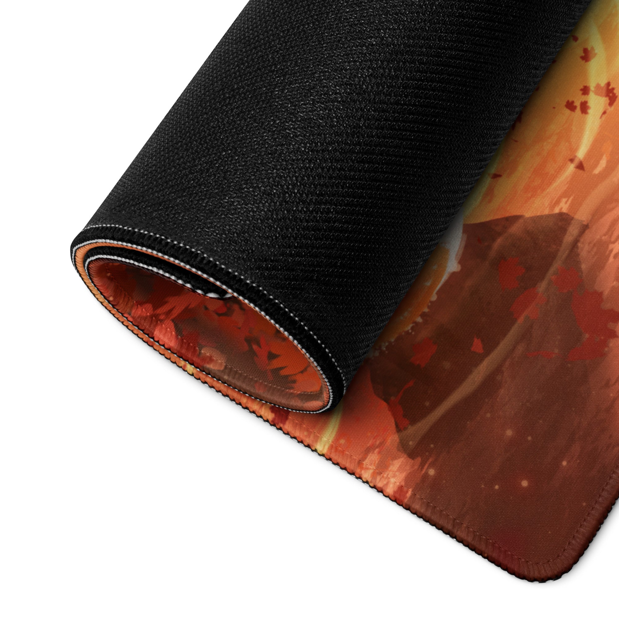 Forest Sunset Gaming Mouse Pad Orange Glow Desk Mat For PC Setup Illustration Fantasy Mood