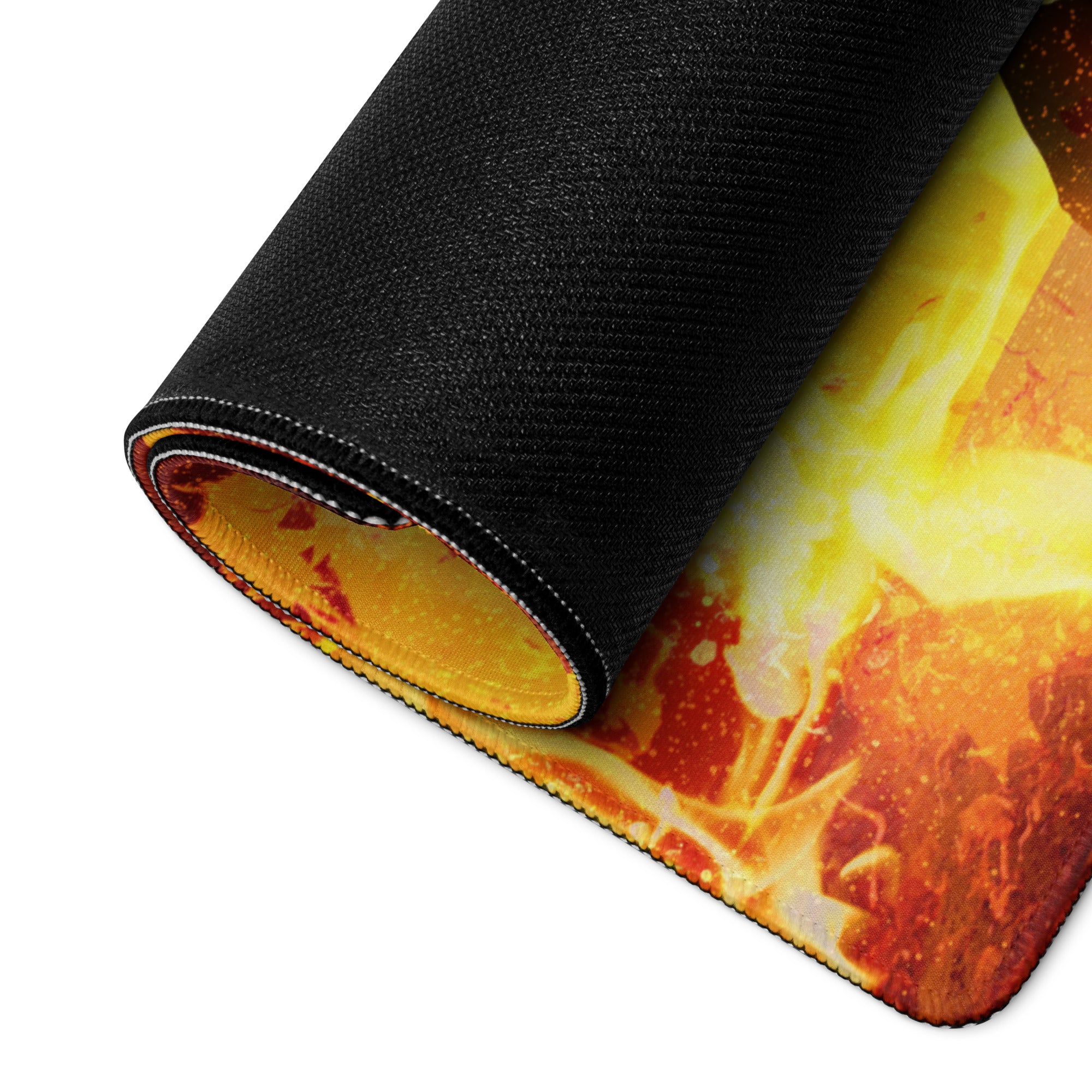 Gaming Mouse Pad Large Fiery Orange Yellow Flames for Gaming Desk Setup Dramatic Fiery Art Style