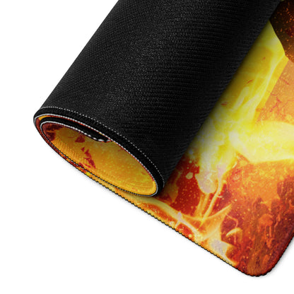 Gaming Mouse Pad Large Fiery Orange Yellow Flames for Gaming Desk Setup Dramatic Fiery Art Style
