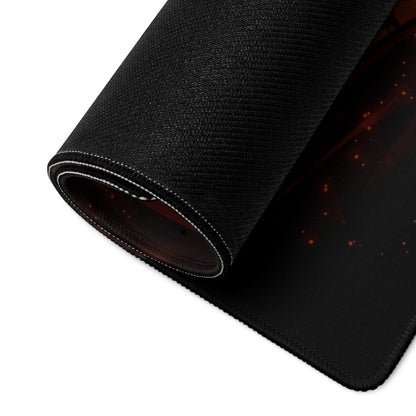 Gaming Mouse Pad Large Black Red Orange Fiery Fantasy Digital Art For Esports Desk Setup Non Slip Edge Stitching