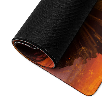 Gamer Mouse Pad Fiery Orange Sunset for Gaming Setup Large Desk Mat in Epic Digital Art Style