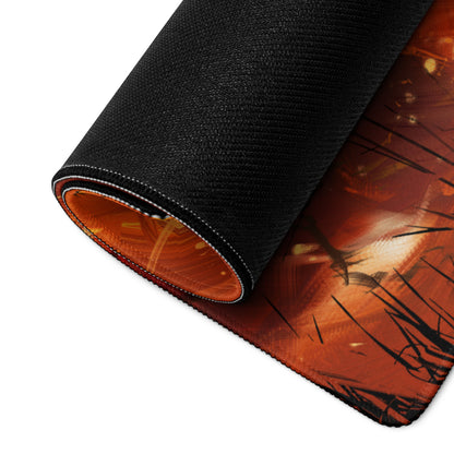 Fiery Orange Black Abstract Warrior Gaming Mouse Pad Large Non Slip Surface Edge Stitching for Dota CSGO
