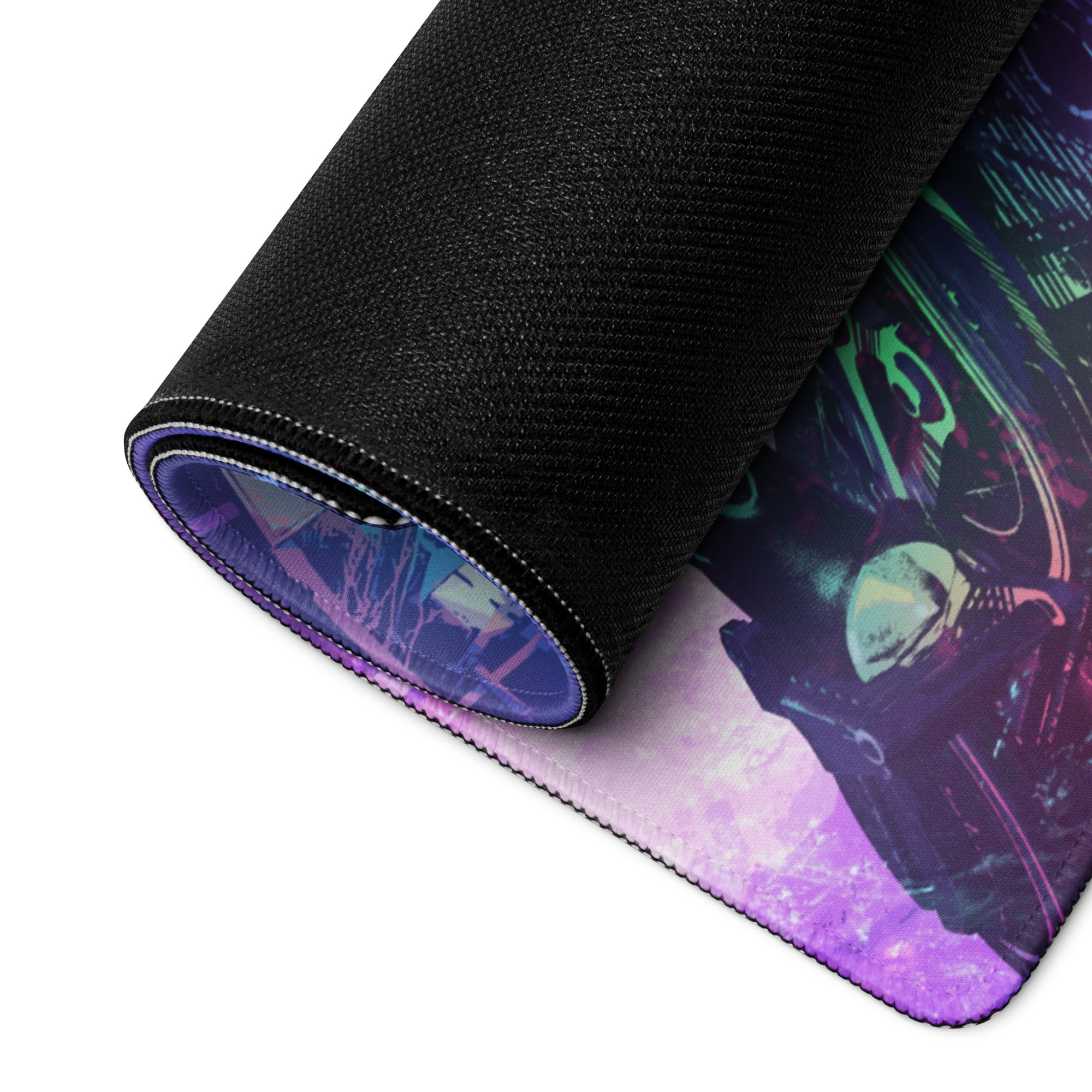 Gaming Mouse Pad Purple Blue Neon Cyberpunk Art For Gaming Desk Setup Large Non Slip Base