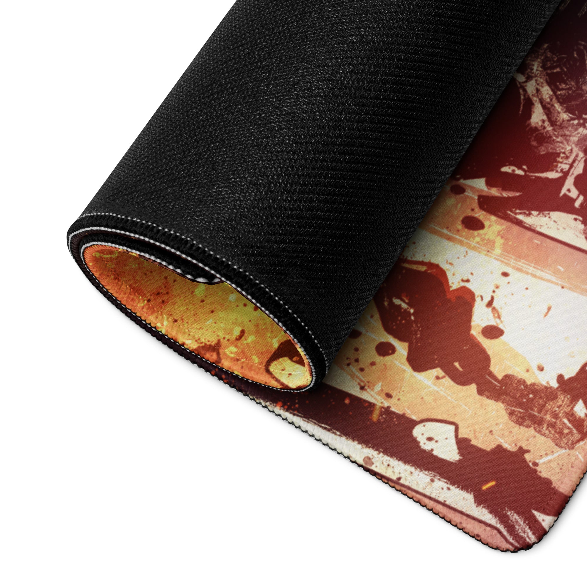 Gaming Mouse Pad Orange Black Fire Graphic For Desktop Setup Modern Art Style Bold Mood Gamer Desk Mat Digital Art Print