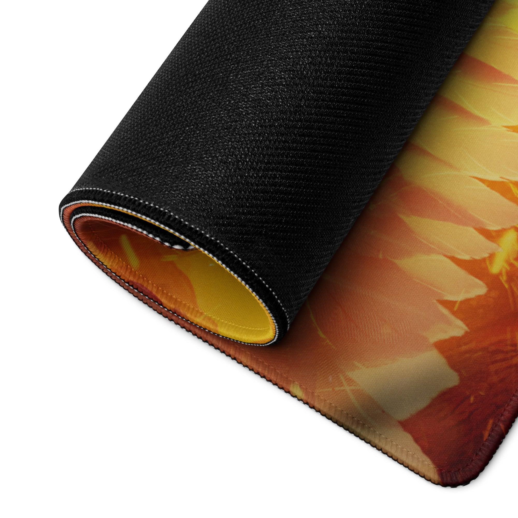 Gaming Mouse Pad Large Orange Red Fire Theme For Gaming Desk Setup Non Slip Edge Stitching Cyberpunk Digital Artwork