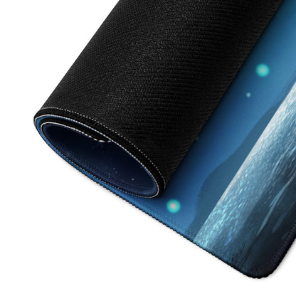 Gaming Mouse Pad Blue Night Sky Theme For Desk Gaming Setup Large Non Slip Edge Stitching Mystic Wilderness Art Style