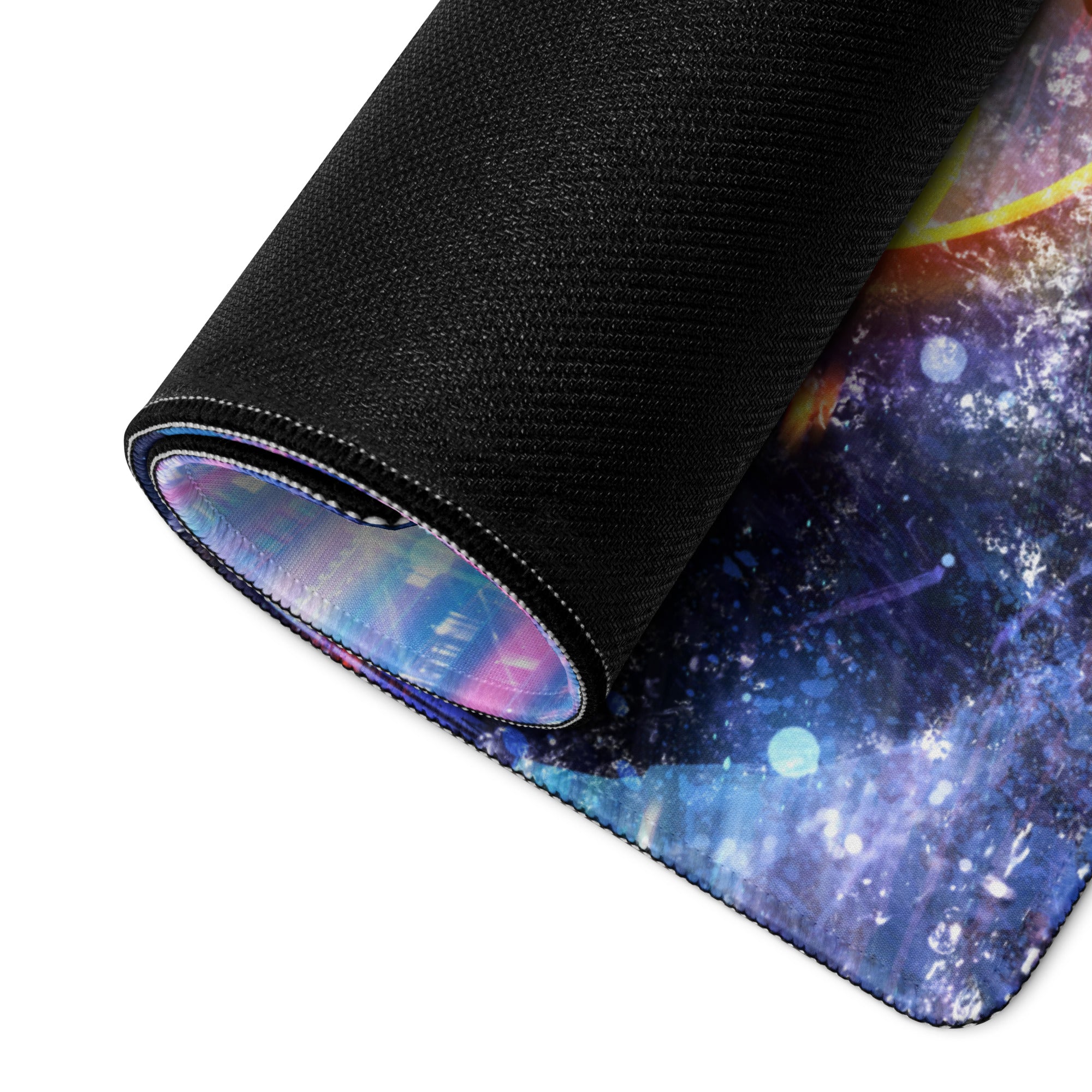 Gaming Mouse Pad Neon Blue Purple Pink For Desk Setup Cyberpunk Style Non Slip Edge Stitch HD Print