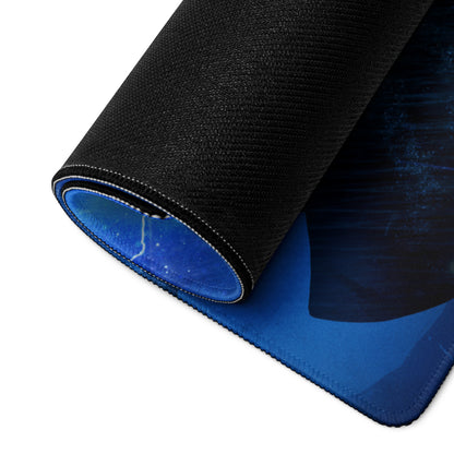 Blue Lightning Gaming Mouse Pad for Desktop Setup, Large Non Slip Edge, Neon Hero Artwork