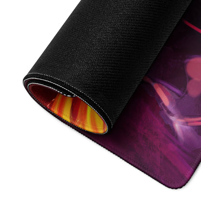 Gaming Mouse Pad Purple Red Neon Swirls For Desk Setup In Abstract Digital Art Style