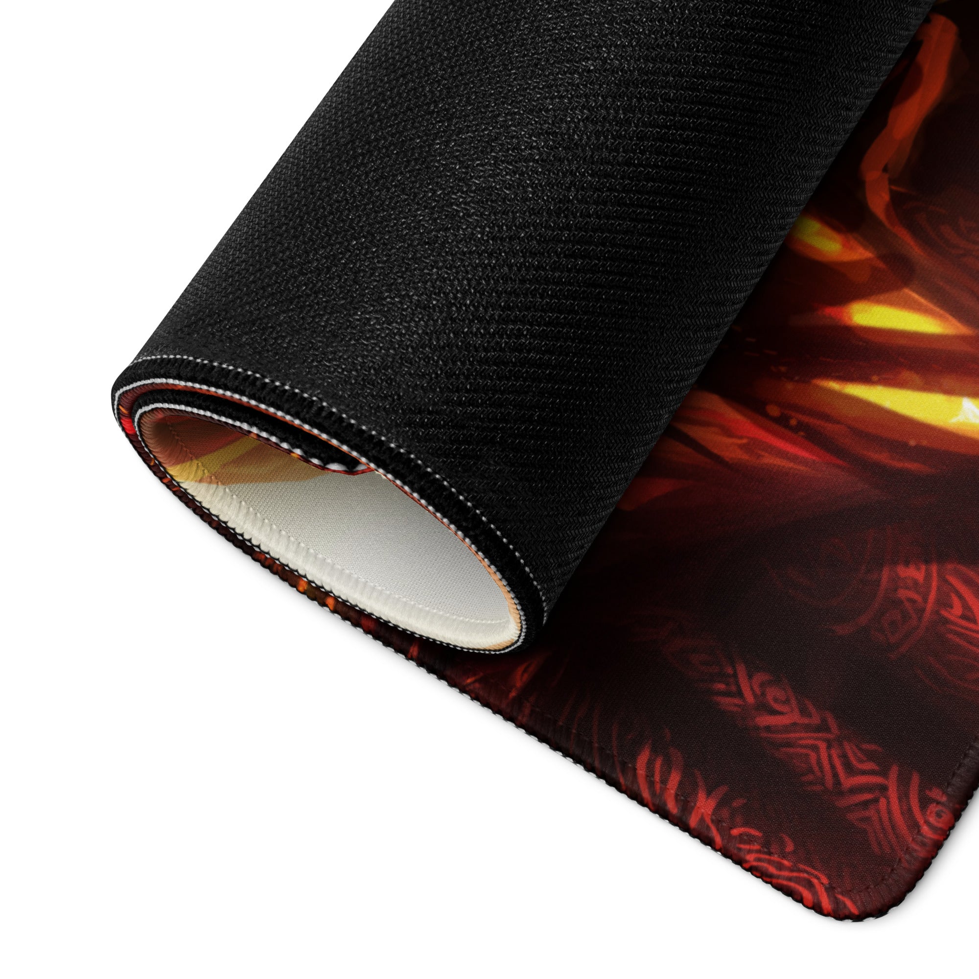 Fiery Demon Goddess Gaming Mouse Pad Large Orange Red Black Desk Setup Fantasy Art For Esports Setup Digital Artwork