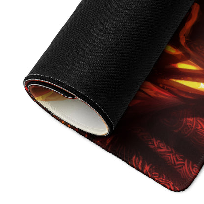 Fiery Demon Goddess Gaming Mouse Pad Large Orange Red Black Desk Setup Fantasy Art For Esports Setup Digital Artwork