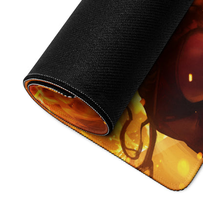 Gaming Mouse Pad Fiery Orange Red For Gaming Desk Cinematic Flame Art Intense Mood Modern Gaming Setup Digital Art