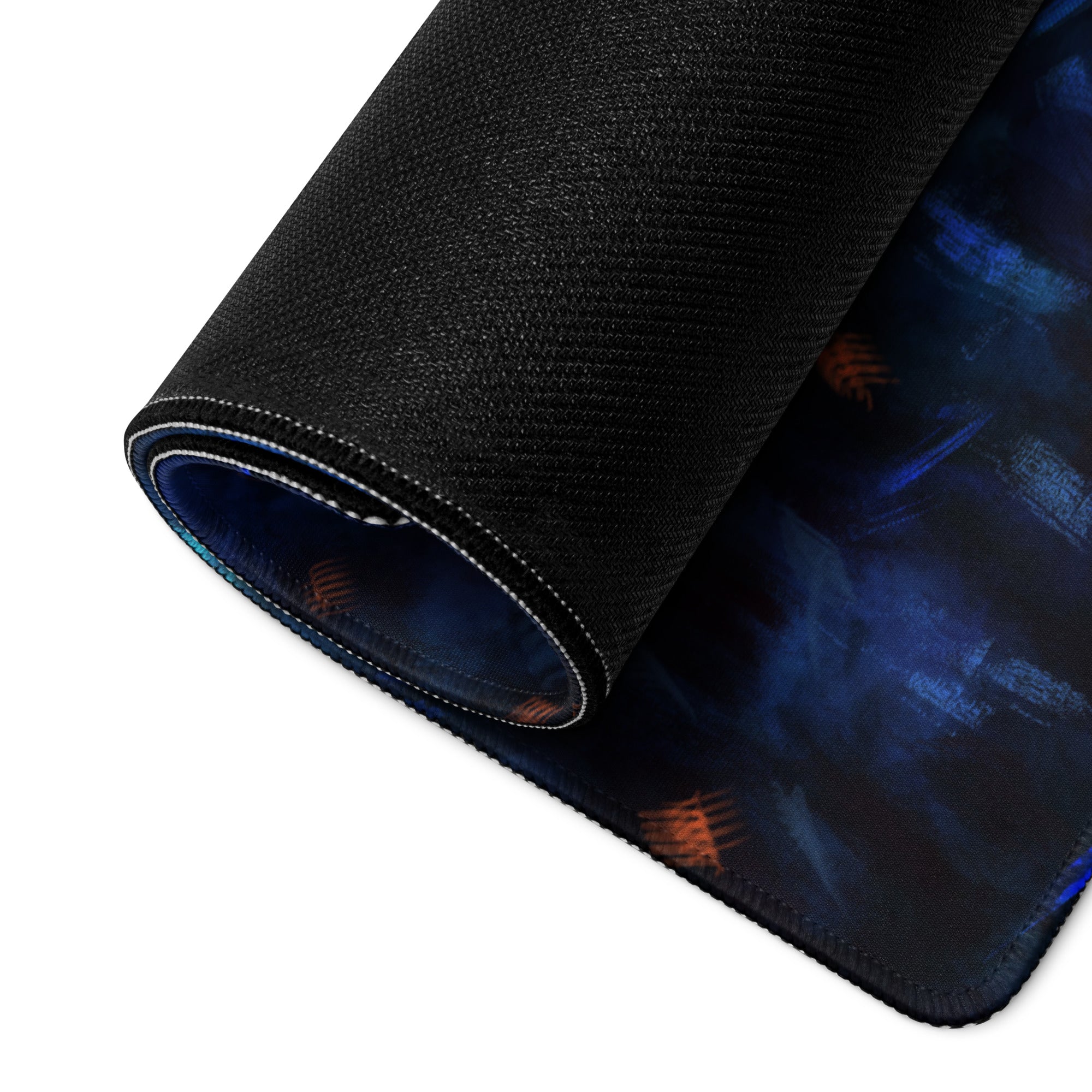 Blue Neon Gaming Mouse Pad For Desk Setup Large Extended Abstract Cyberpunk Digital Art Style