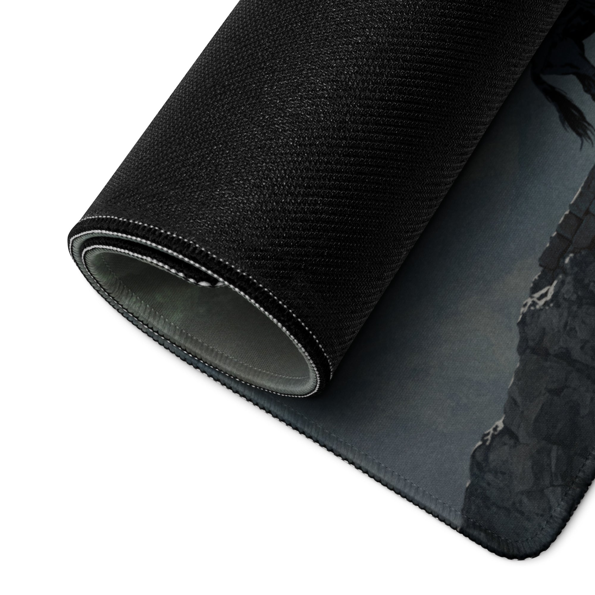 Dark Blue Gray Fantasy Themed Gaming Mouse Pad Large Non Slip Edge Stitch for Dota CSGO