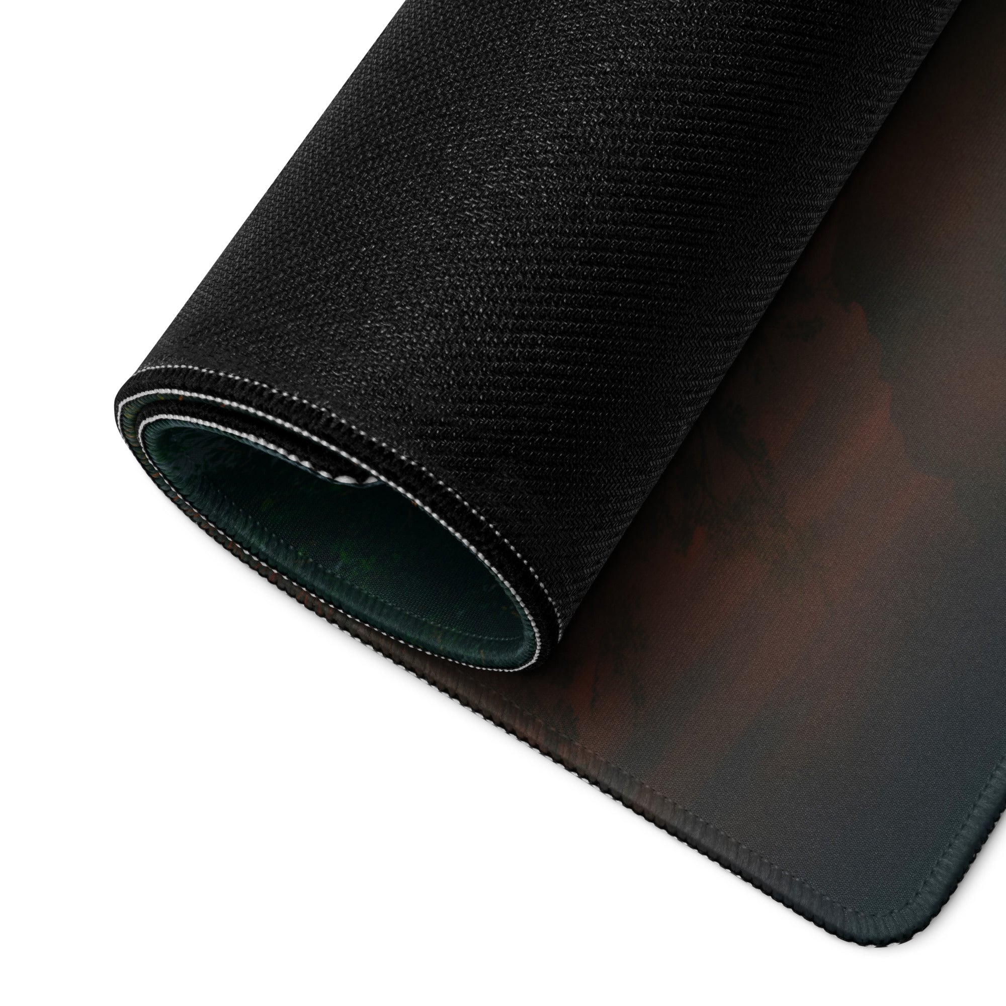 Gaming Mouse Pad Forest Green And Sunset Orange Large Desk Setup With Non Slip Base And Edge Stitching Modern