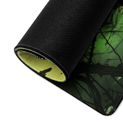 Gaming Mouse Pad Green Black Large Desk Mat For Gaming Setup Fantasy Art Style Moody Theme