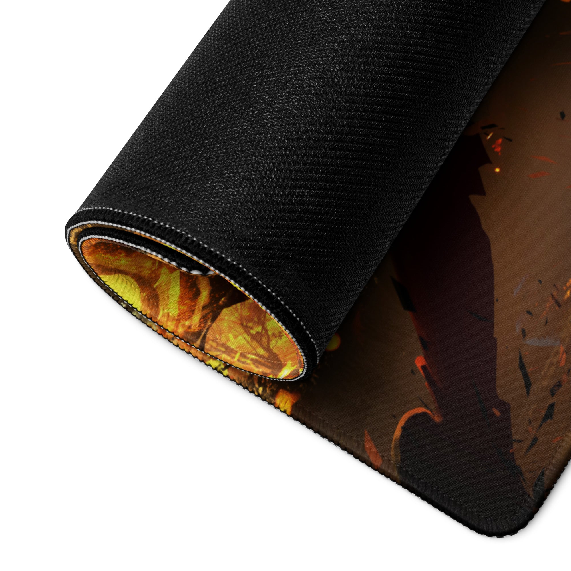 Gaming Mouse Pad Fiery Orange Black Dragon Battle Digital Art For Gaming Desk Mat