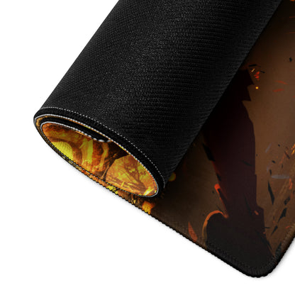 Gaming Mouse Pad Fiery Orange Black Dragon Battle Digital Art For Gaming Desk Mat