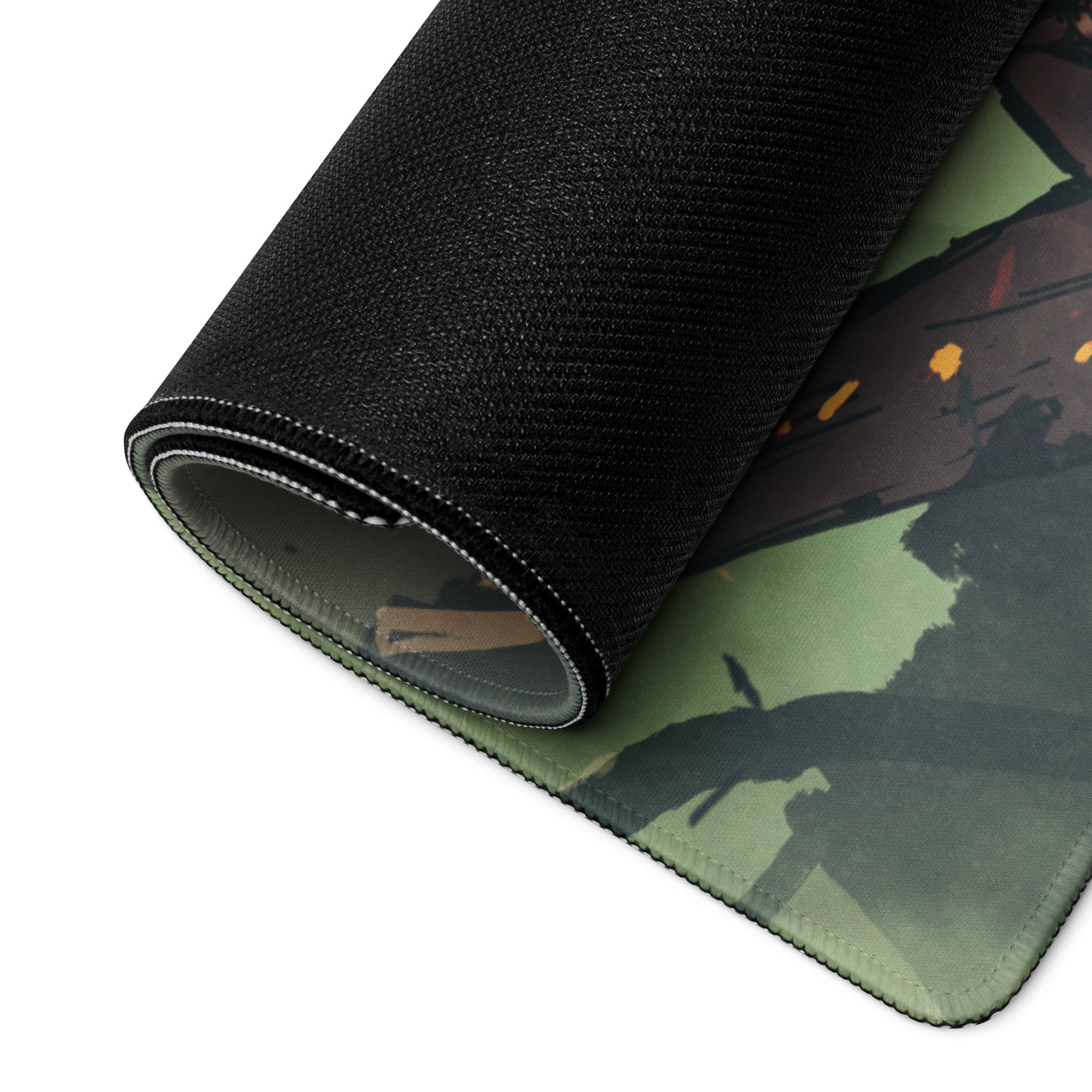 Zombie Monster Gaming Mouse Pad Green Black Neon Orange Large Non Slip Edge Stitch Desk Mat