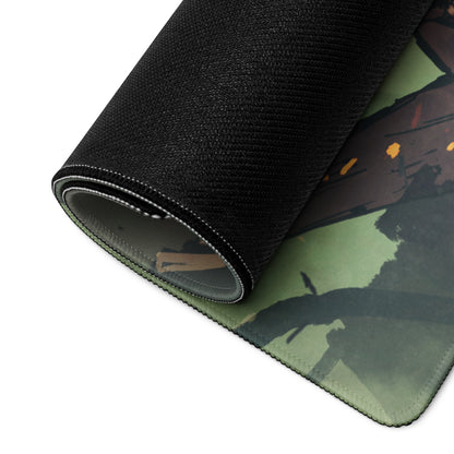 Zombie Monster Gaming Mouse Pad Green Black Neon Orange Large Non Slip Edge Stitch Desk Mat