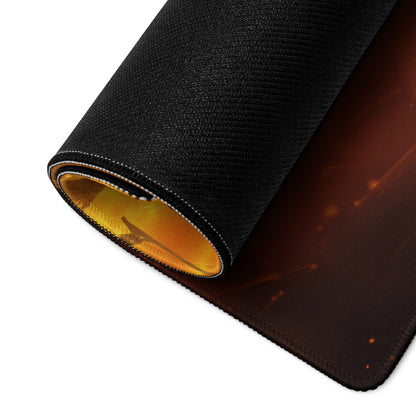 Orange Yellow Fantasy Battle Scene Gaming Mouse Pad Large Non Slip Edge Stitching For Gaming Setup