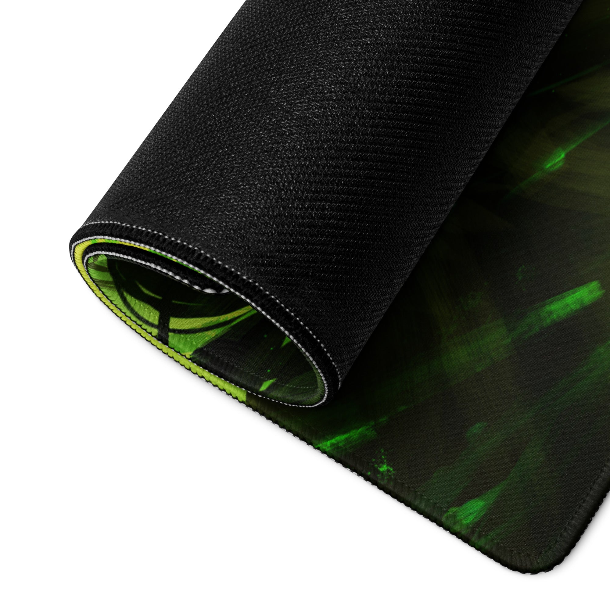 Green Neon Cyberpunk Gaming Mouse Pad For Desk Setup Large Non Slip Abstract Art Vibrant Artwork