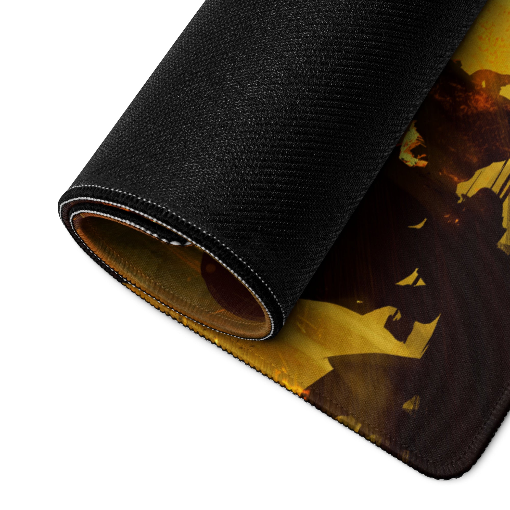 Gaming Mouse Pad Orange And Gold Fiery Design For Desktop Setup Style Modern Large Non Slip