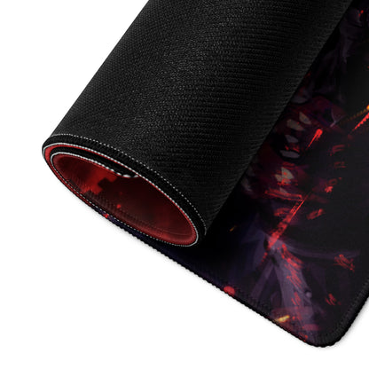 Red And Black Fiery Warrior Gaming Setup Mouse Pad Large Non Slip Desk Mat For Gaming Epic Dark Fantasy Digital Art