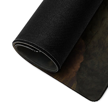 Gaming Mouse Pad Black Gray Large For Desktop Setup Epic Dark Fantasy Castle Style Non Slip Edge Stitching