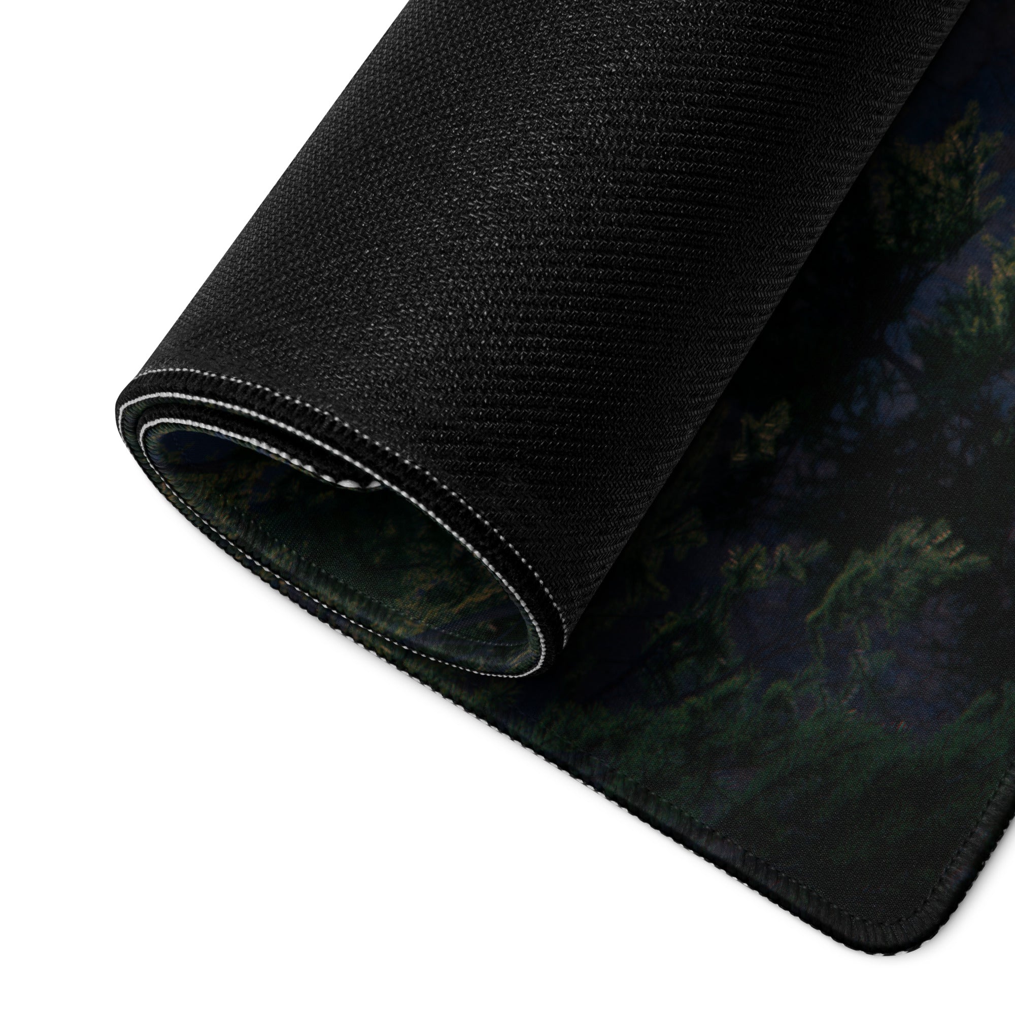 Gaming Mouse Pad Edge Stitch Moonlit Forest Orange Moon Large For Gaming Desk Non Slip