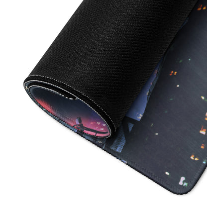 Cyberpunk Cityscape Gaming Mouse Pad Blue Purple Neon for Gaming Desk Futuristic