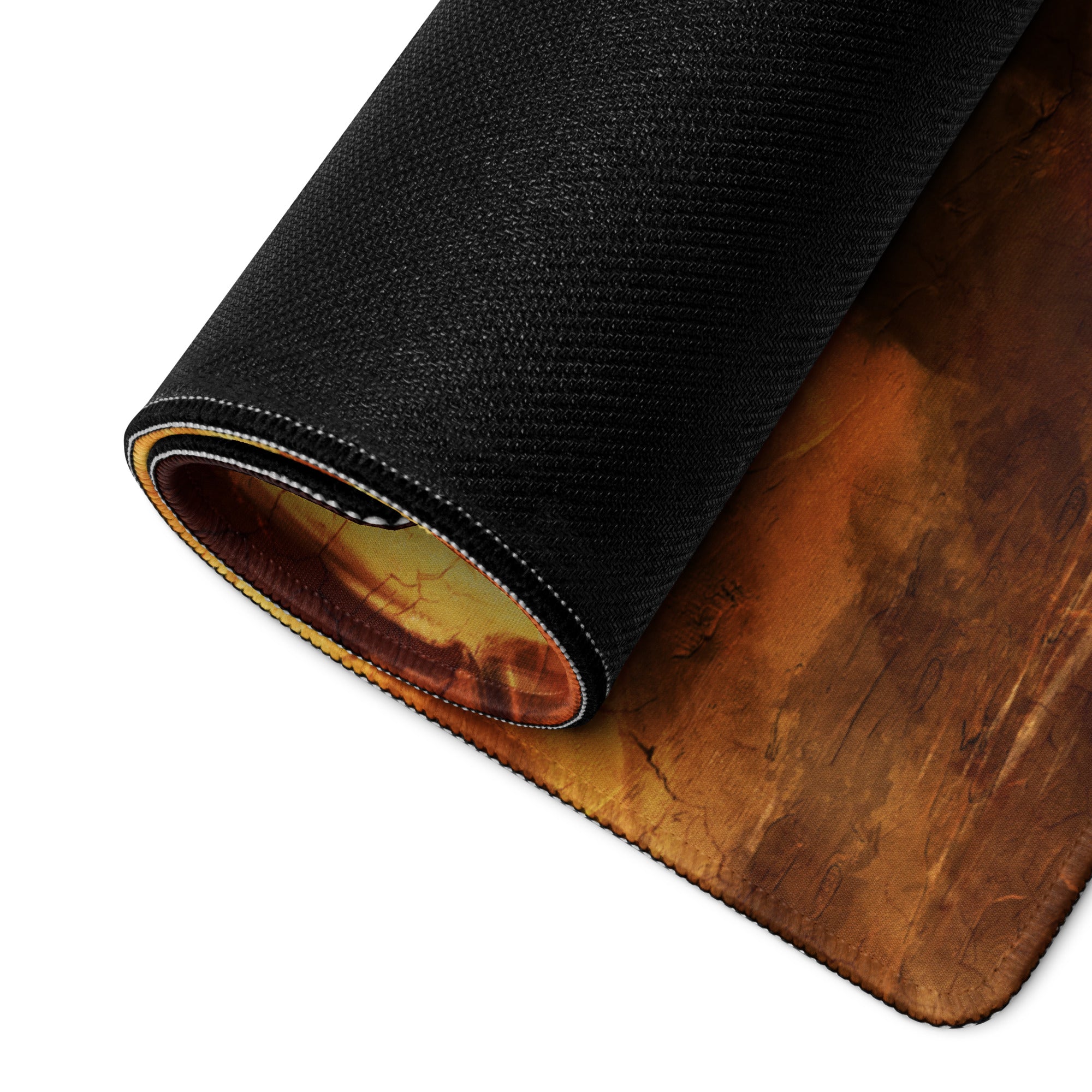 Orange Brown Gaming Mouse Pad Desk Mat For Gaming Setup Cinematic Abstract Mood Esports Decor Non Slip Backing Stitching