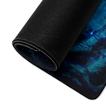 Blue Neon Fantasy Gaming Mouse Pad For Desk Setup Large Non Slip Edge Stitched Pro Grade