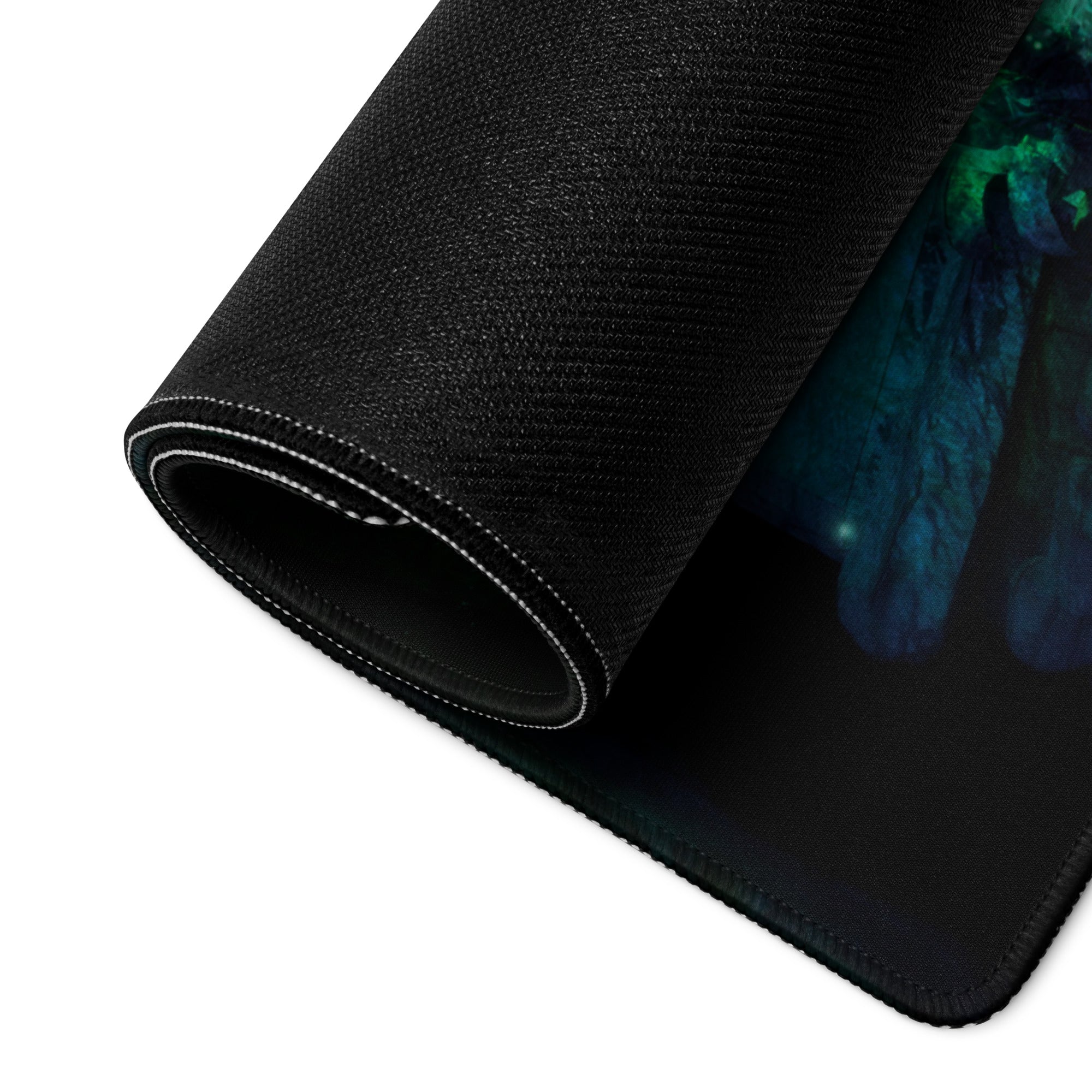 Gaming Mouse Pad Green Teal Large Non Slip Desk Mat For PC Setup Fantasy Dungeon Artwork