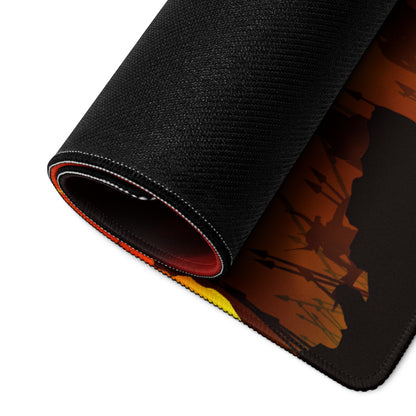 Fiery Orange Red Gaming Mouse Pad For Desk Setup Large Non Slip Battle Scene Digital Art