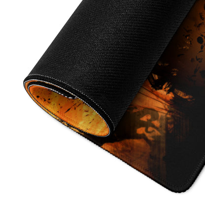 Gaming Mouse Pad Orange Black Large Esports Desk Mat for Modern Gaming Setup Abstract Art